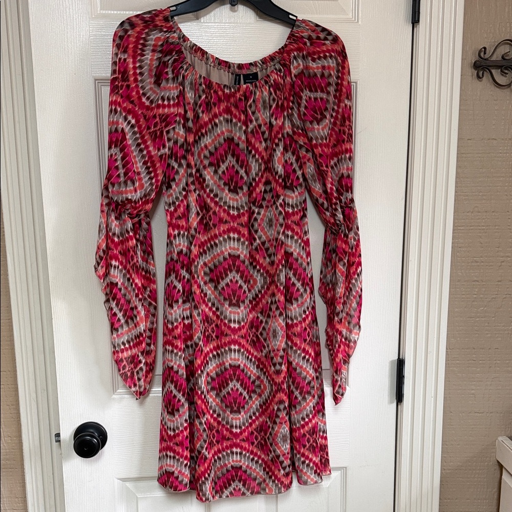 New Directions Geometric Long Sleeve Dress